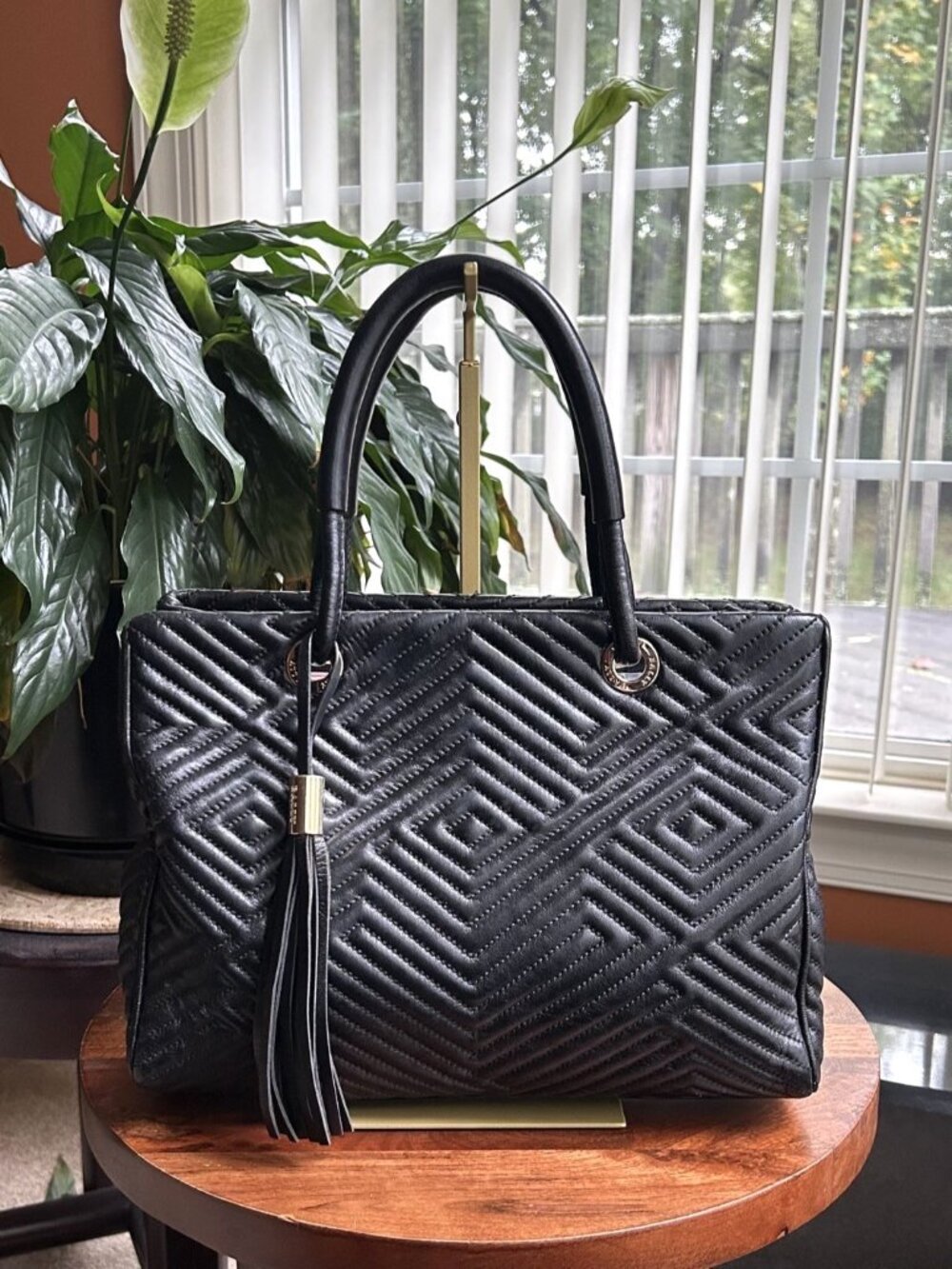 BALLY Manuela Leather Quilted Tote Bag, Black